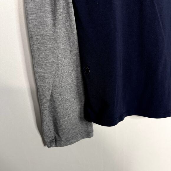 Lululemon Mens Small S Navy Blue Gray Bodhi Raglan Long Sleeve Shirt Top Cotton - Picture 6 of 6